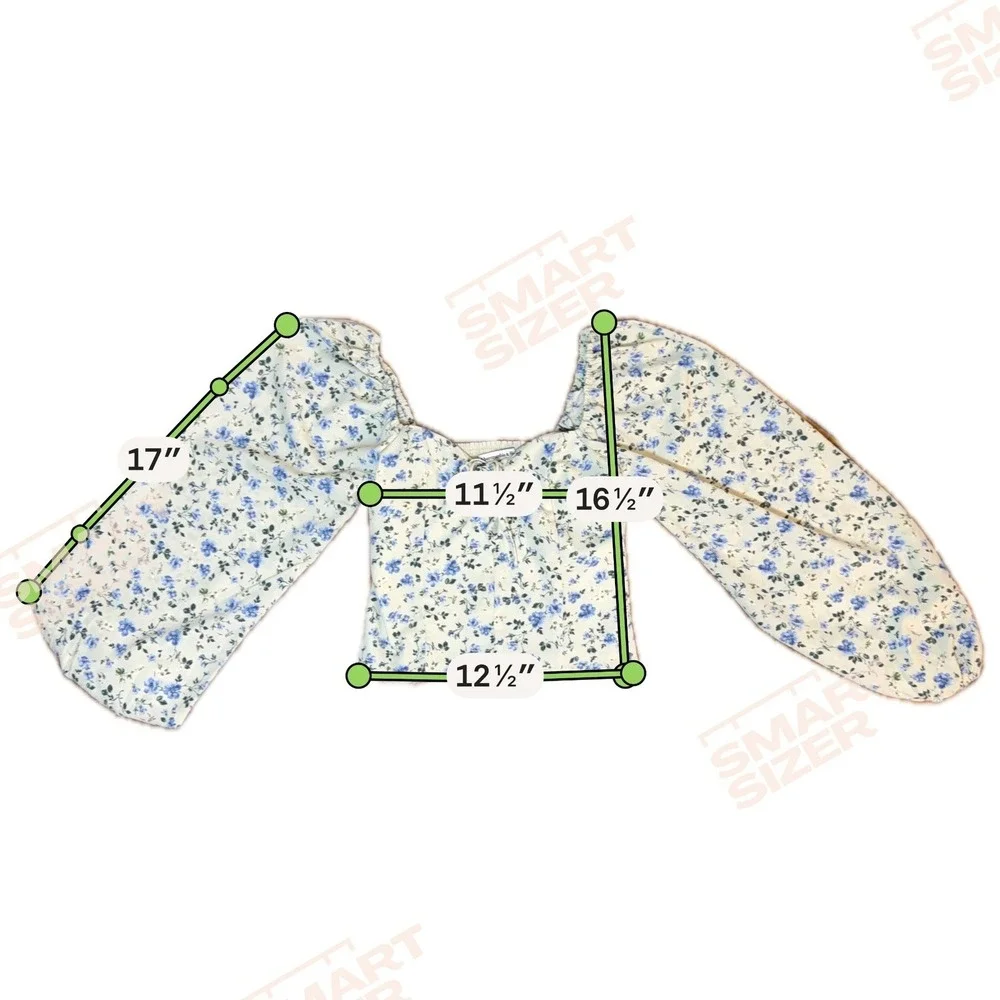 Abercrombie  Puff Sleeve Top Sz XXS Green Floral Tie Boho Cottagecore Sweetheart